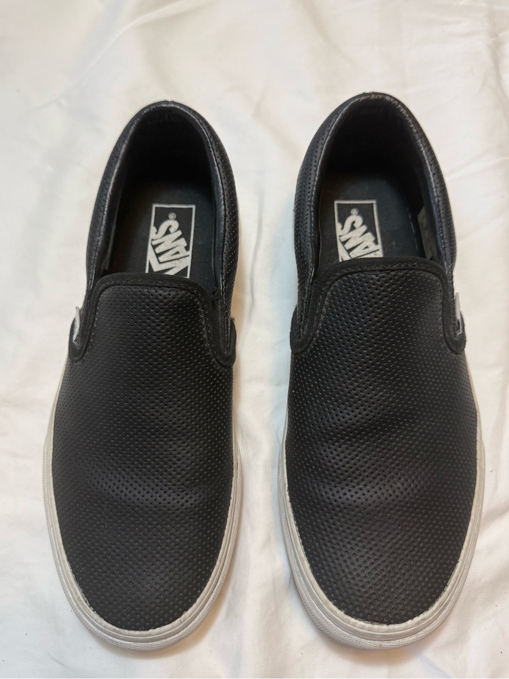 Vans Classic Slip-On Black Perforated Leather Women’s size 7.5 Shoes